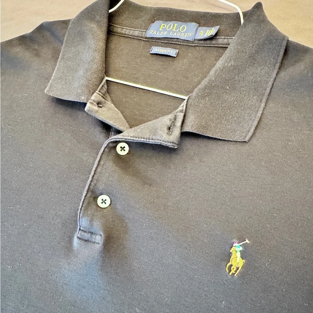 Polo Ralph Lauren Mens XL Polo Shirt Black 100% Cotton Classic Fit Pony Logo